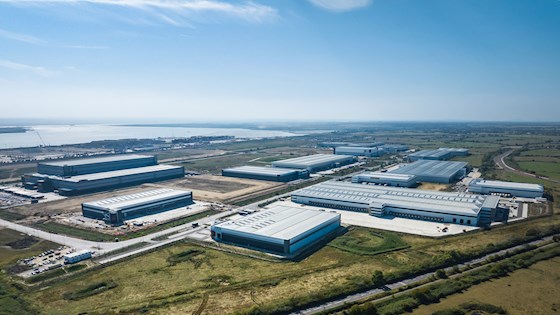 Aerial view of the logistics park at London Gateway